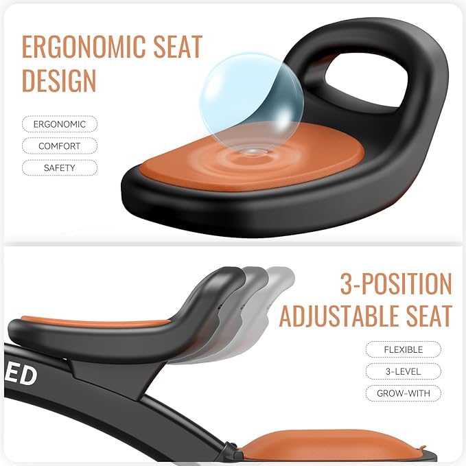 SEREED Colorful Lighting Toddler Tricycle for 2-5 Years Old Boys, Adjustable Seat&Handlebar Trike, Removable Basket, Birthday Gift Idea for Kids Ages 2+ (Black)