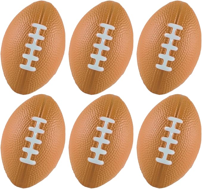 ALISSAR 6-Pack 5.7" Mini Football Stress Balls, Mini Foam Footballs for Football Party Superbowl Decoration, School Carnival Reward