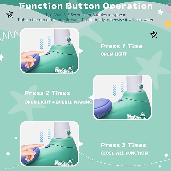 Baby Toddler Balance Bike with Bubble Machine for 1 Year Old Children,4 Wheels Kids Balance Bike w/Bubble Maker,Kids Ride on Toys,Headlight for Ages 12-36 Months Boys Girls (Green&Blue)