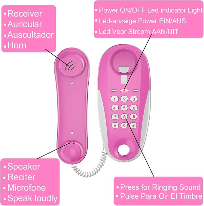 Kids' Play Phone with Real Ring Sounds, Pretend Play Telephone, 23 ft Ultra-Long Phone Line for Chatting and Learning, Toddler Communication Skill Toys, Gift