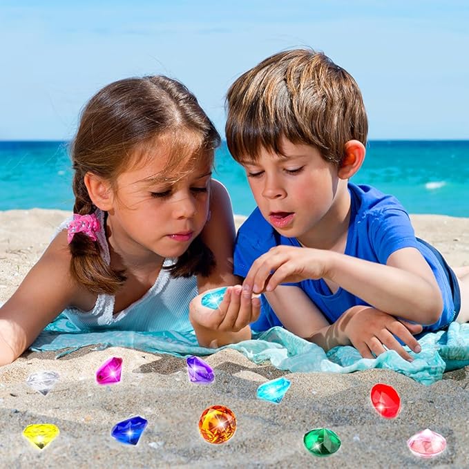 25pcs Diving Gems Pool Toys,1.5in Big Colorful Diamond, Pool Games for Kids, Large Acrylic Gems Dive Toys Pirate Treasure, Pool Jewels Diving Toys