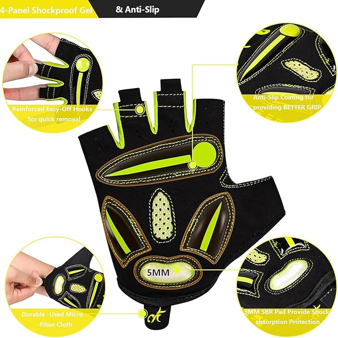 BIKINGMOREOK Bike Cycling Gloves for Men Women,Non-Slip Breathable 5MM Gel Pads DH Mountain Road Bicycle Gloves for MTB Biking Cycling,Workout Sports