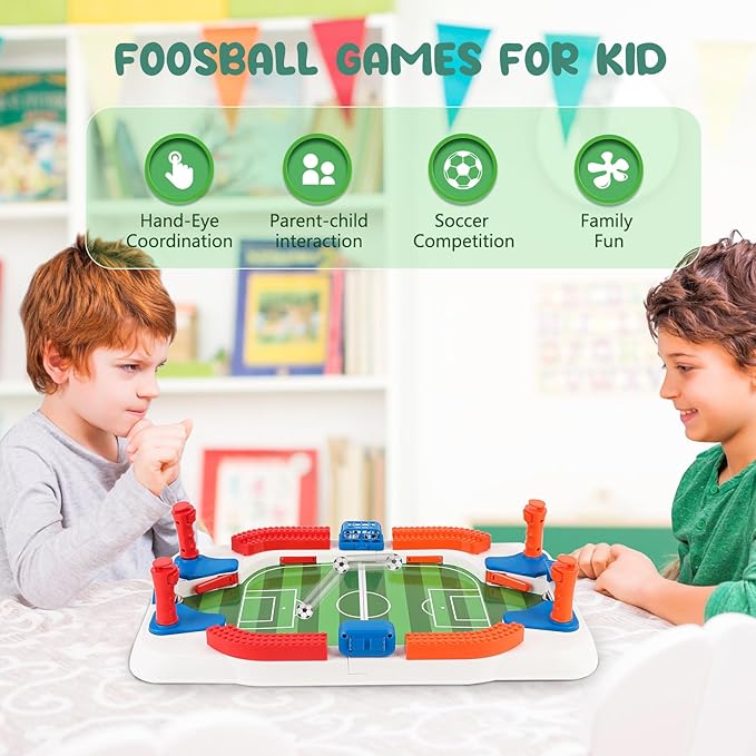 Mini Foosball Games for Kid Age 3-5 6-8, Soccer Board Games, Soccer Toys Indoor Game Room Birthday Party Gifts for 3 4 5 6 7 8 9 10 11 12 Years Old Boys Girls
