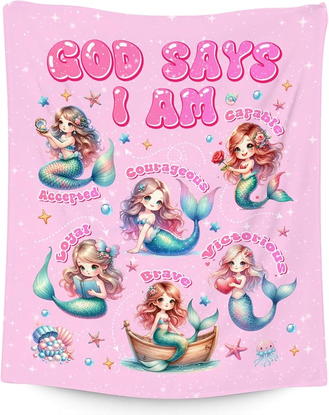 Mermaid Blanket for Girls, Kids' Mermaid Throw Blanket, Party Decorations, 60"x80"