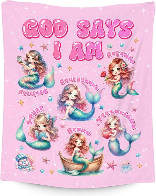 Mermaid Blanket for Girls, Kids' Mermaid Throw Blanket, Party Decorations, 60"x80"