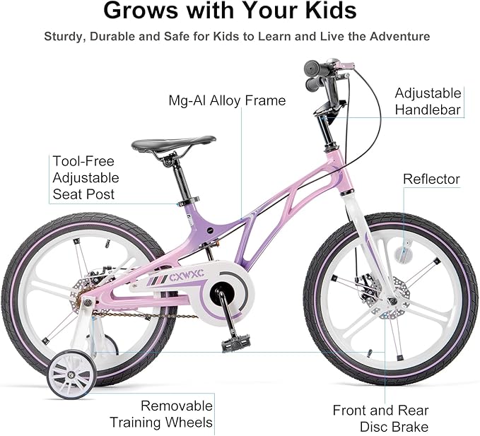 CXWXC Kids Bike - 14 16 18 Inch Children Bicycle for Boys Girls Age 3-9 Years, Single Speed Lightweight Kids Bikes with Training Wheel, Coaster/Disc Brake