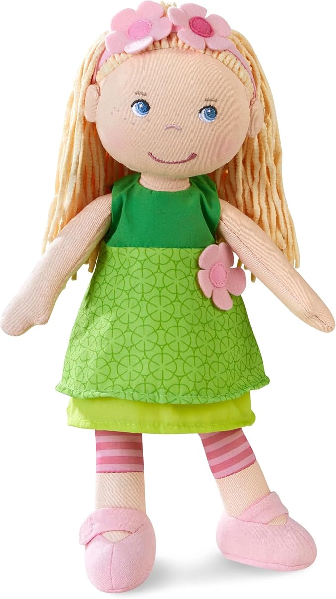 HABA 12" Soft Doll Mali with Blonde Hair and Blue Eyes, Soft Toddler Baby Dolls with Embroidered Face, Machine Washable Toddler Girl Toys for 18 Months and up