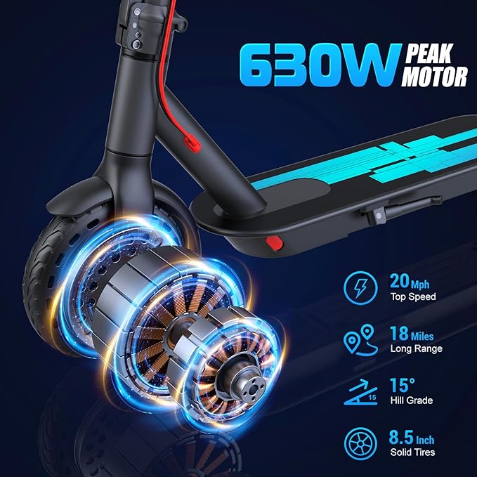 Caroma Electric Scooter Adults, Powerful 350W/500W/750W Motor, Top Speed 20/25 Mph & 18/25/30 Miles Range, 8.5" Solid Tires, Cruise Control E Scooter for Adults (Multiple Options)