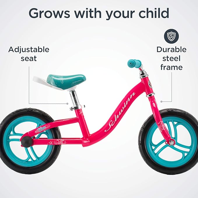 Schwinn Elm and Koen Bike or Balance Bike, 12-20 Inch Bike for Kids Ages 2-13, Black, Blue, Red, Teal, Pink or Purple, SmartStart Ergonomic Design, Adjustable Seat Grows with Child, Training Bicycle