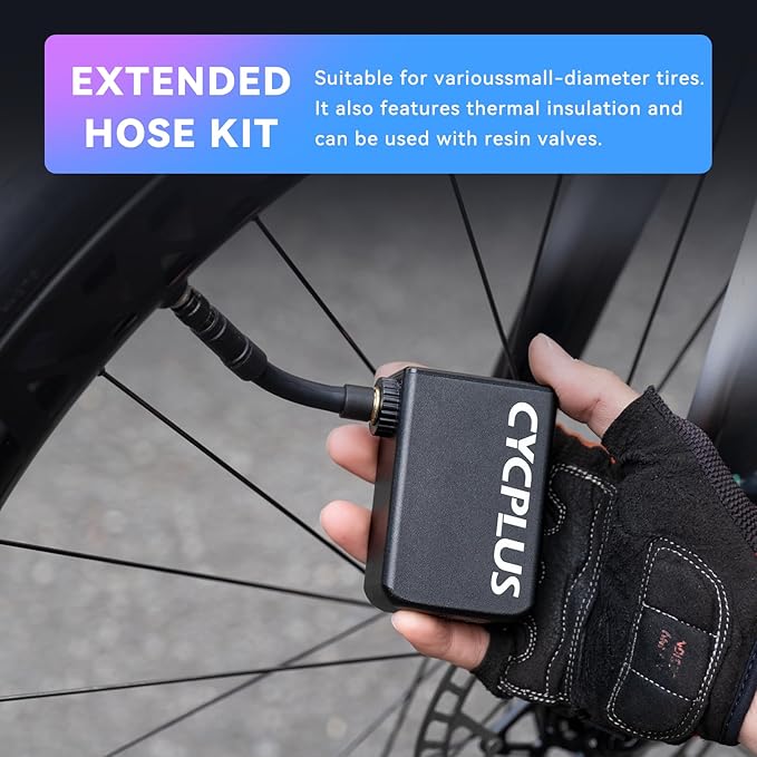 CYCPLUS AS2 Pro Max Tiny Pump Mini with Gauge, Max 120 PSI Cordless Bicycle Air Pump, Auto Stop, with Presta and Schrader Valve for Car, Motorcycle, Bike and Ball (2025 Updated Version)