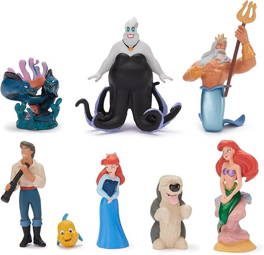 Disney Store Official The Little Mermaid Figure Set – 8 Fully Sculpted Disney Figures Including Ariel, Prince Eric, Ursula & More in Double-Tiered Box with Scenic Backgrounds