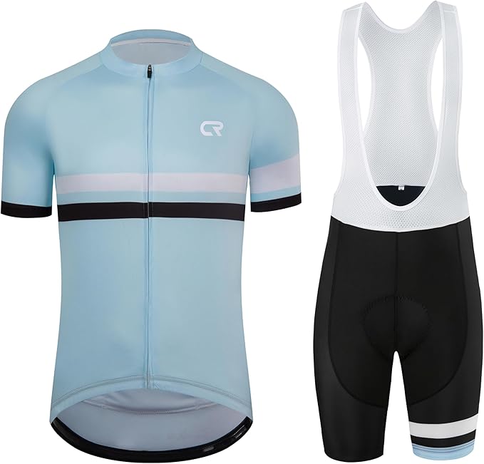 Coconut Ropamo CR Men's Cycling Jersey Set Road Bike Jersey Zipper Pocket Short Sleeves Cycling Kits Bib Shorts 3D Padded