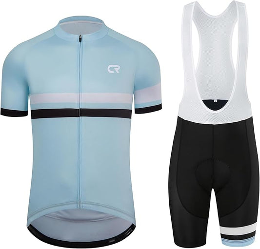 Coconut Ropamo CR Men's Cycling Jersey Set Road Bike Jersey Zipper Pocket Short Sleeves Cycling Kits Bib Shorts 3D Padded