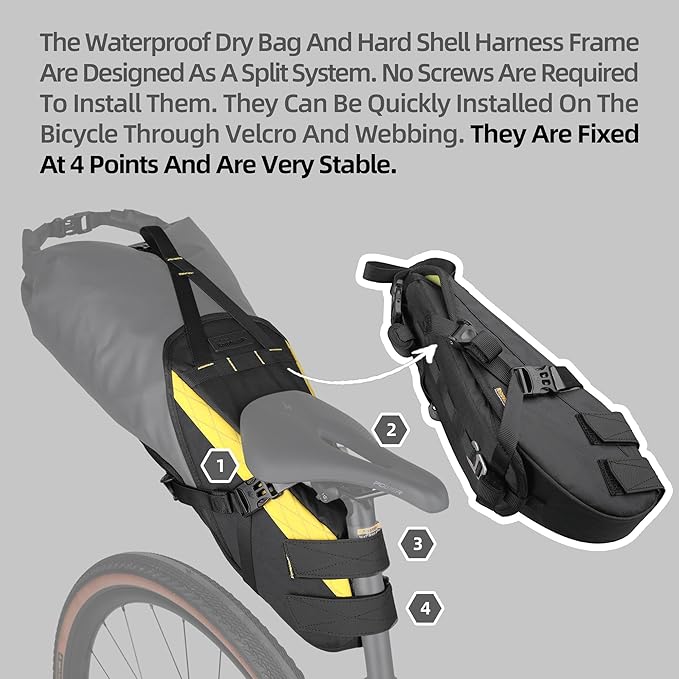 Rhinowalk Waterproof Bicycle Saddle Bag Large Capacity Bike Bag Under seat Bag 2.1L Rainproof Mountain Road Bike Seat Bag Bicycle Bag Professional Cycling Accessories-Black&Yellow
