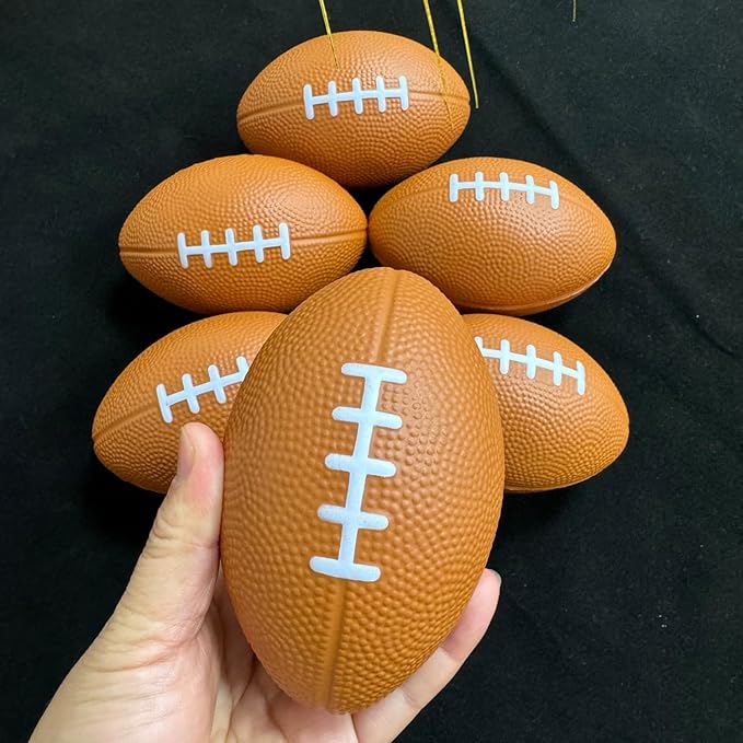 ALISSAR 6-Pack 5.7" Mini Football Stress Balls, Mini Foam Footballs for Football Party Superbowl Decoration, School Carnival Reward