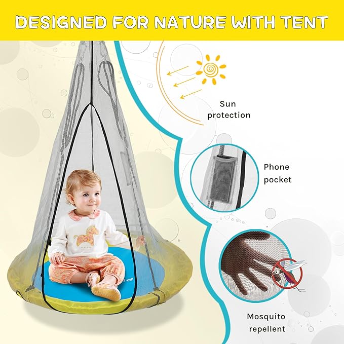 SkyBound Tree Swing Saucer Swing - 600LB Weight Capacity - Outdoor Swing with Hanging Straps - Waterproof Tree Swings for Kids - Tire Swings for Trees - Durable Flying Swing Seat for Children