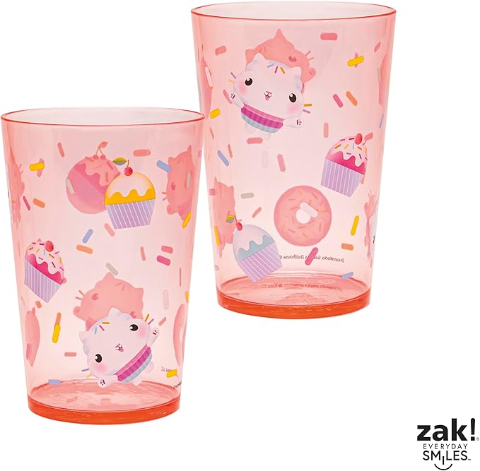Zak Designs DreamWorks Gabby's Dollhouse Nesting Tumbler Set for At Home, 14.5oz Non-BPA Plastic Cups, 4-Pack (Gabby, Pandy Paws, Cakey Cat, Mercat, Kitty Fairy, Baby Box)