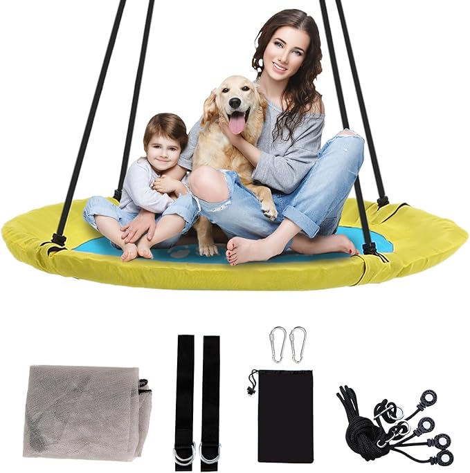 SkyBound Tree Swing Saucer Swing - 600LB Weight Capacity - Outdoor Swing with Hanging Straps - Waterproof Tree Swings for Kids - Tire Swings for Trees - Durable Flying Swing Seat for Children