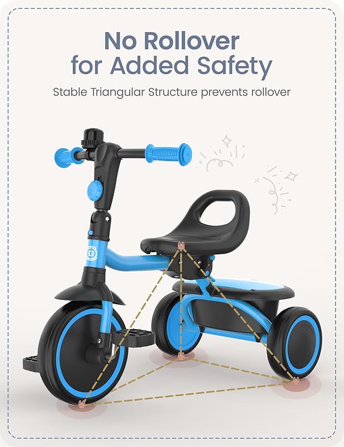 besrey Kids Tricycles Age 18 Month to 5 Years, Toddler Tricycle Kids Trikes Tricycle, Gift Toddler Tricycles for 2-5 Year Olds, Gift & Toys for Boy & Girl, Trikes for Toddlers, Light Blue