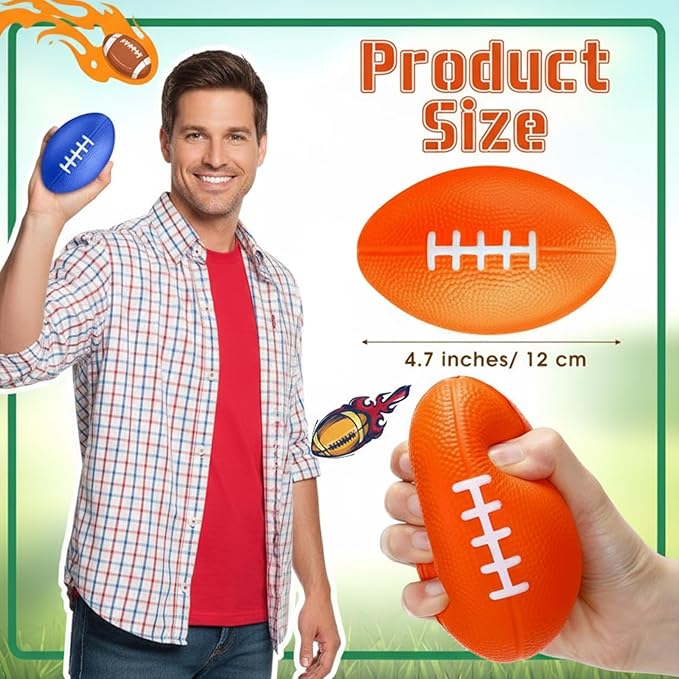 Mini Foam Footballs 4.7 Inch Party Favor Foam Balls Assorted Color Small Stress Sports Ball for Game Carnival Reward Party Gift Goodie Bags Stuffers