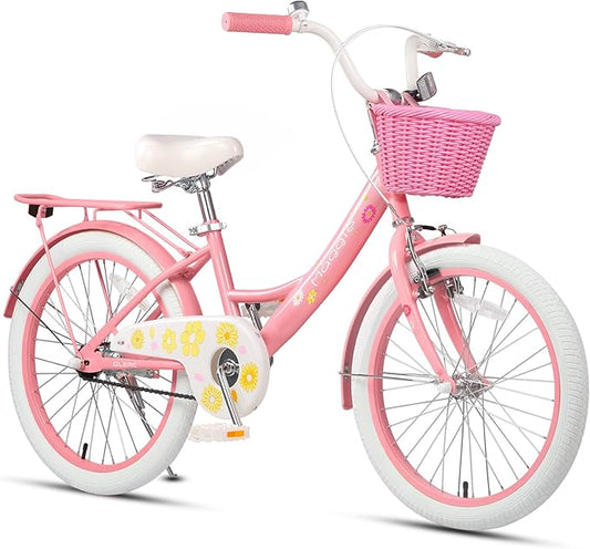 Glerc Maggie Girls Bike, 12-20 Inch Kids Bike for 2-13 Years Old Children, Princess Style Kids Bicycle with Doll-Seat & Basket & Training Wheels, Multiple Colors