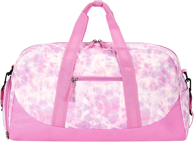 Choco Mocha Duffle Bag Kids Girls - Tie Dye Overnight Bags for Kid with Shoes Compartment, Cute Weekender Bag for Sleepover Travel, Pink