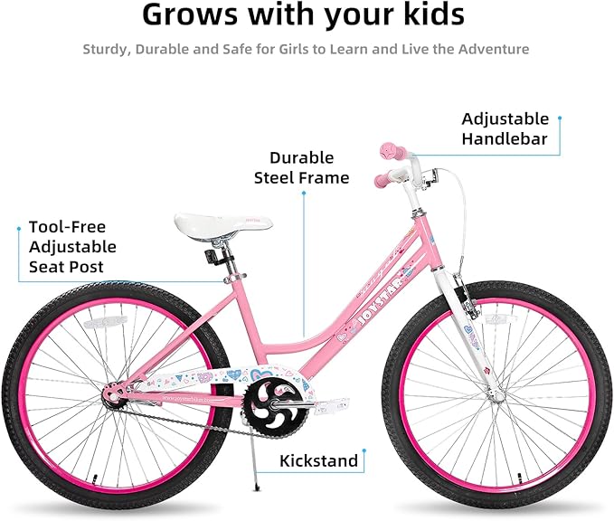 JOYSTAR Angel Girls Bike for Toddlers and Kids Ages 2-13 Years Old, 12 14 16 18 20 Inch Kids Bike with Training Wheels & Basket, 20 24 Inch Girls Bicycle with Handbrake & Kickstand