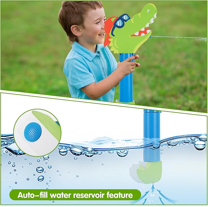 Water Gun for Kids Pool Toys Summer Outdoor Fun, 16oz Auto-Refill Crocodile Water Blaster, Floatable Swim & Squirt Gun with 20ft Range–Ages 5+