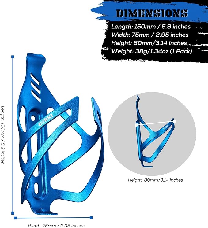 Corki Cycles Bike Water Bottle Holder Aluminum Alloy, Universal Bike Water Bottle Cage for Road, Mountain and Gravel Bikes - 1Pack - Blue