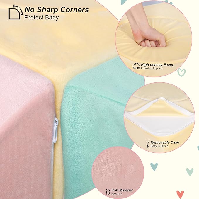 Climbing Toys for Toddlers 1-3, Foam Climb Blocks for Baby，6-Piece Baby Climbing Crawling Toys Soft Foam Blocks Activity Play Set (6-Piece)