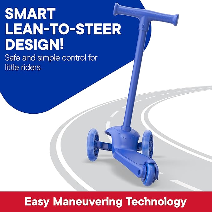 3 Wheel Scooter for Kids, Smooth Light Up LED Front Wheels, Wide Anti Slip Deck, Rear Foot Brake, Easy Lean to Steer Maneuvering, Indoor & Outdoor Ride On Toys for Ages 2 Up