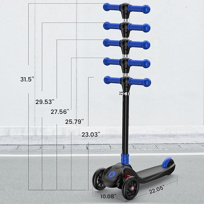 2-in-1 Adjustable Kick Scooter for Kids 3-5 (Suitable 3-12 Years),5-Level Handlebar & Removable Seat, LED Light-Up Wheels, Wide Deck, Foldable Design for Indoor/Outdoor Use - Girls & Boys
