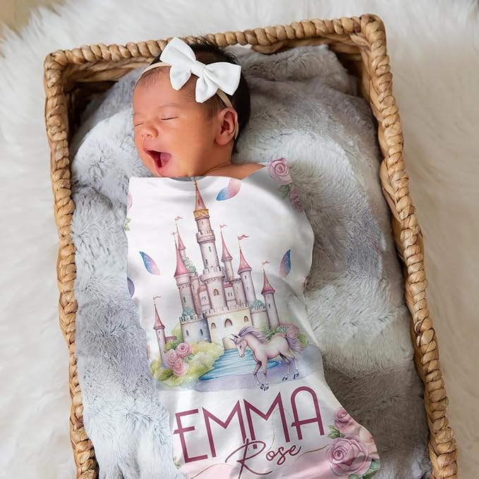 Zocoshi Personalized Baby Blankets Princess Nursery Blanket for Girls, Personalized Baby Gifts with Name, Customized Baby Blanket, Newborn Boy Gift, Soft Fleece (Princess Nursery Blanket)