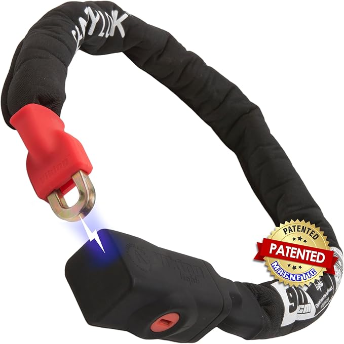 Seatylock Viking Bike Chain Lock with Key - Magnetic Patented Sold Secure Silver Rated - Heavy Duty Anti Theft - Smart Ultra Security Bicycle Lock (35.5 Inch)