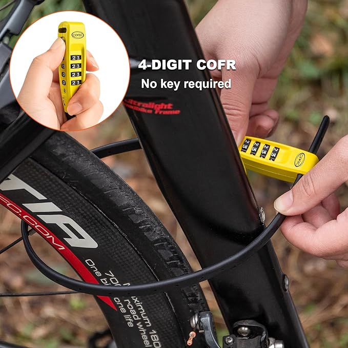 CXWXC Zip Tie Lock - 4-Digit Combo Cable Locks for Bike Motorcycle Helmet, Skateboard, Skis, Snowboard, Stroller & Cabinet - Ideal for Lightweight Security (2PC - Yellow, 45CM)