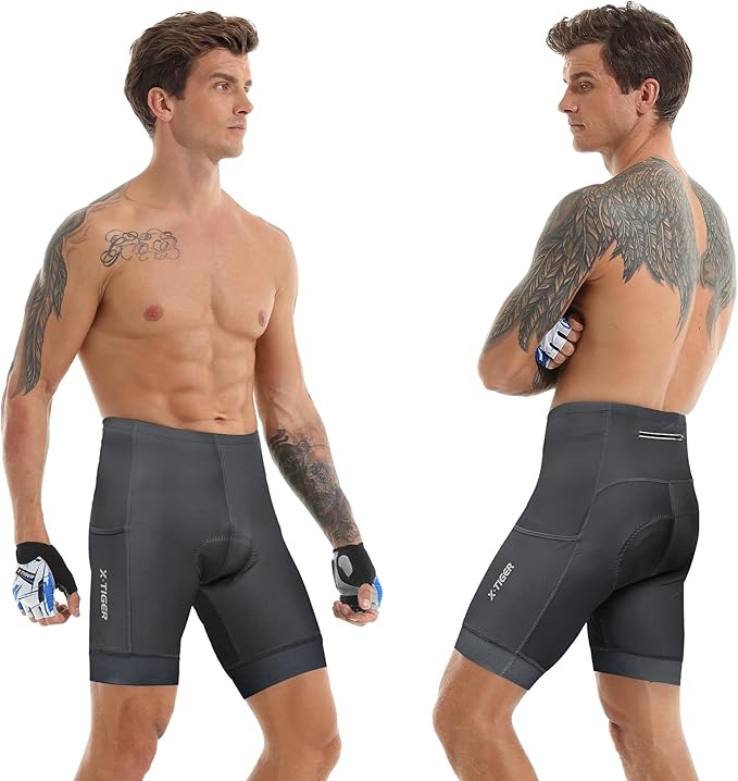 X-TIGER Men's Cycling Shorts with Back Pocket,5D Gel Padded Bike Shorts for Men,Mountain Road Biking Riding Half Pants Tights