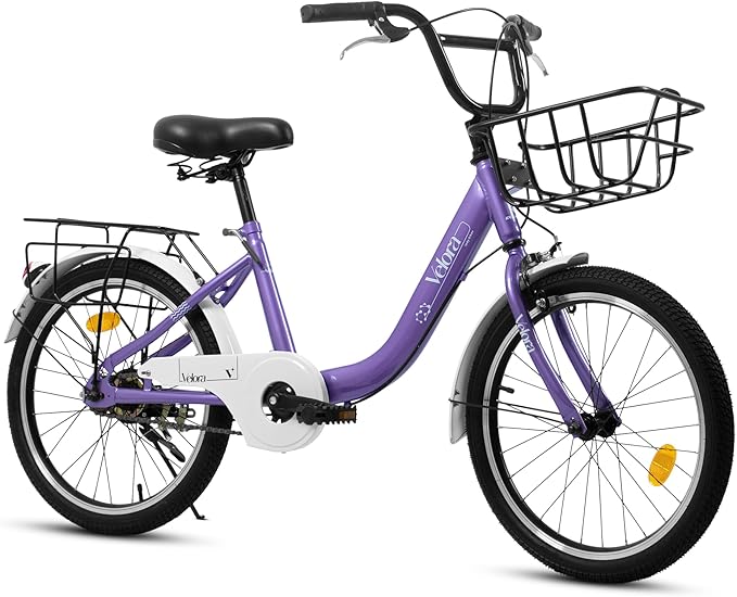 20 Inch Kids Bike for Boys and Girls | Children's Bicycle with Coaster & V-Brake | 1-Speed Lightweight Steel Frame | 20" x 1.75" Tires | Ages 5-8 Years | Outdoor Balance Bike, Purple