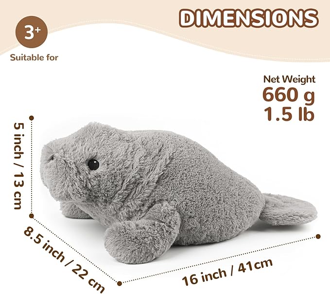 Manatee Stuffed Animals, Microwavable Stuffed Animal Adorable Fluffy Manatee Plush for Warmth Comfort, Heatable Coolable Lavender Scent Toy, Cute Soft Plushie Gift for Kids Adult & Children Boys Girls