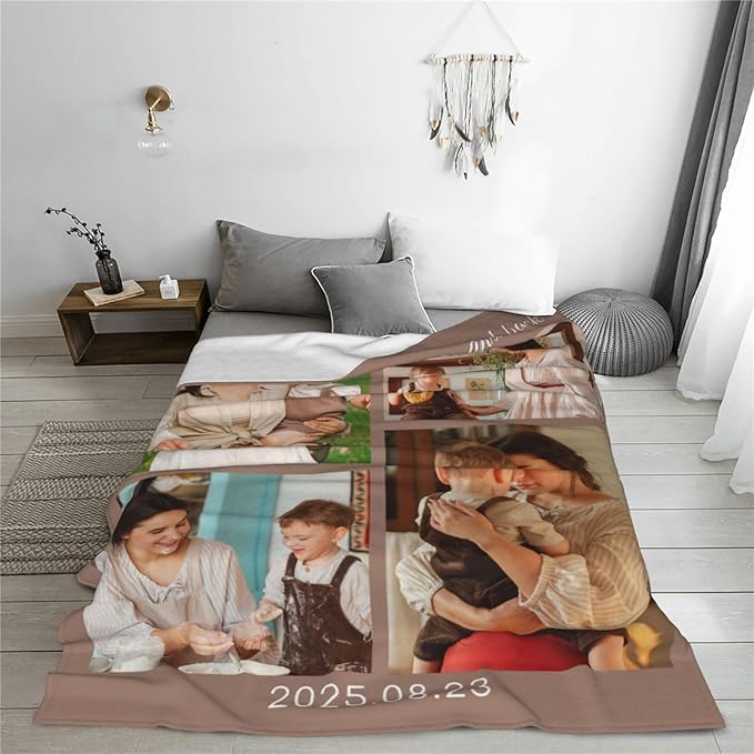 Custom Blanket with Photos, Personalized Blankets with Picture, I Love You Girlfriend Boyfriend Couples Gifts, for Birthday Christmas Women Men Adult Kids Mom Dad Wife Husband