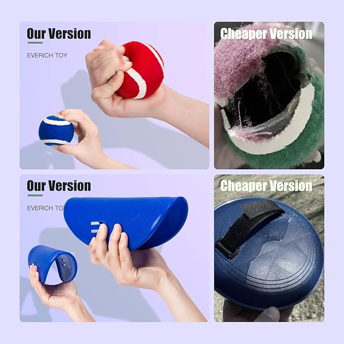 EVERICH Upgraded Toss and Catch Ball Game Set - Indoor and Outdoor Games for Kids 3-12, Beach Sand Pool Water Toy Includes 2 Paddles 2 Sticky Balls, Great Birthday Easter Gifts for Boys Girls