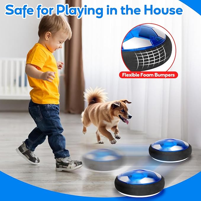 3 in 1 Hover Soccer Ball Toddler Hockey Set with LED Lights Indoor Toys for Kids Soccer Gift for Boys 6-8 8-12 Kids Sports Soccer Games 3 4 5 6 7 8 Year Old Boy Age 4-8 Birthday Gift