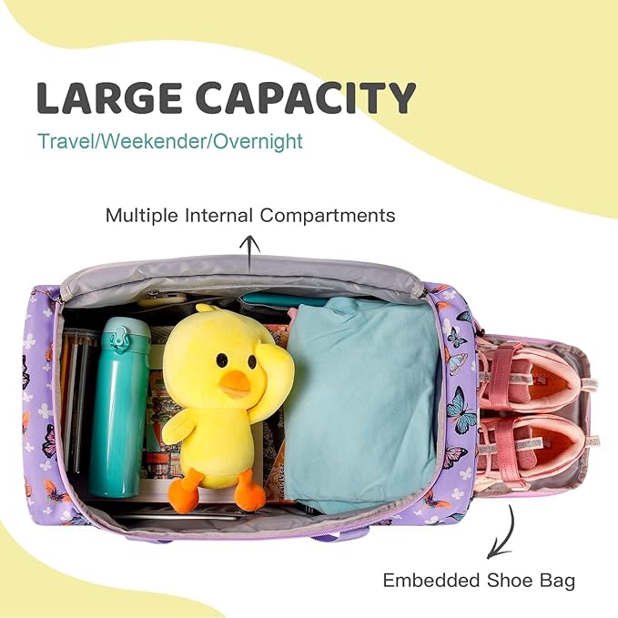 Choco Mocha Girls Tie Dye Suitcase with Wheels Kids with a Kids Toiletry Bag Purple Rolling Duffle Bag for Camping Teen Girls Toddler Luggage Bag for Travel, 22inch