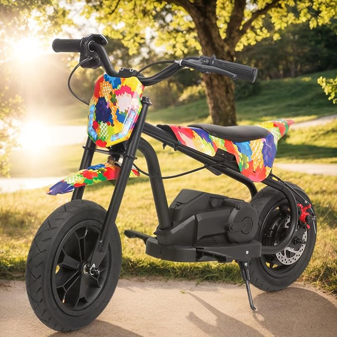 Electric Dirt Bike, 24V 250W Electric Dirt Bike for Adults, Electric Dirt Bikes with Up to 9.32-13 MPH & 6.84-9.32 Miles Long-Range, Electric Toddler Motorcycle for Kids Boys Girls Gift, Ages 5-12