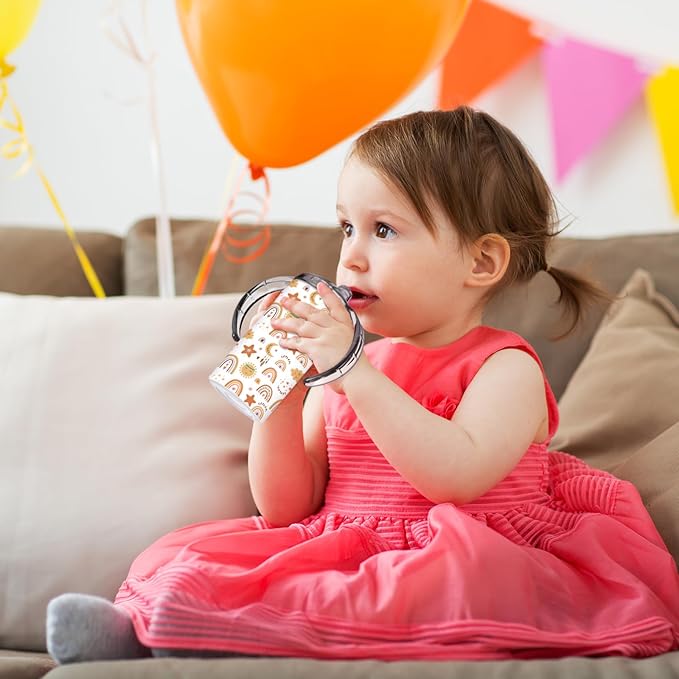 12 Sets 12 oz Sublimation Blanks Sippy Cups for Toddlers Insulated Stainless Steel Kids Sublimation Tumbler Cups with Lids and Straws, 2 Heat Tape, 12 Polymer Thermal Transfer Coating, Coaster, Brush