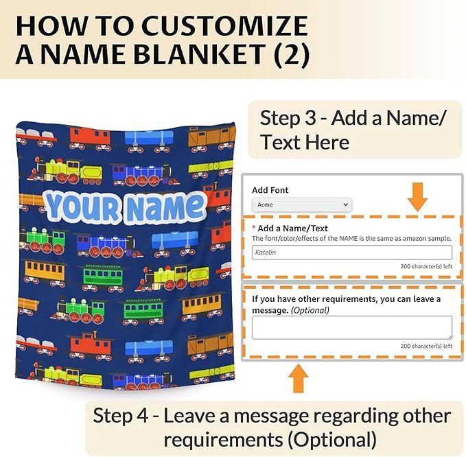 Personalized Train Throw Blanket for Men, Women - Soft Comfort Blankets - 60"x80" Inches for Bed - Dark Blue Train Gifts for Adults