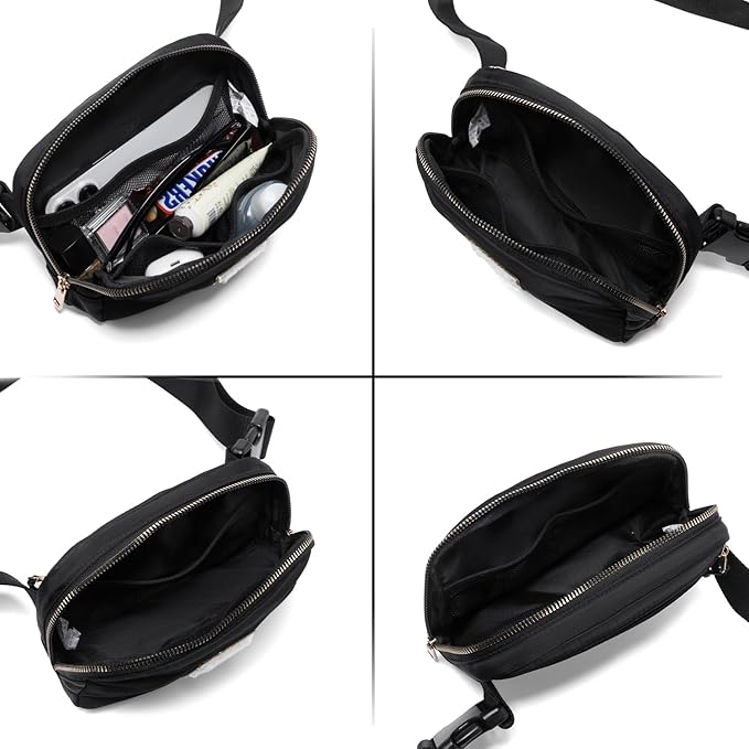 Gitus Birthday Gifts for 8 9 10 11 12 13 Year Old Girls Personalized Fanny Pack Crossbody Bags with Initial Letter Patch Belt Bag for Teen Girls Cute Trendy Stuff Travel Essentials (Black-W)