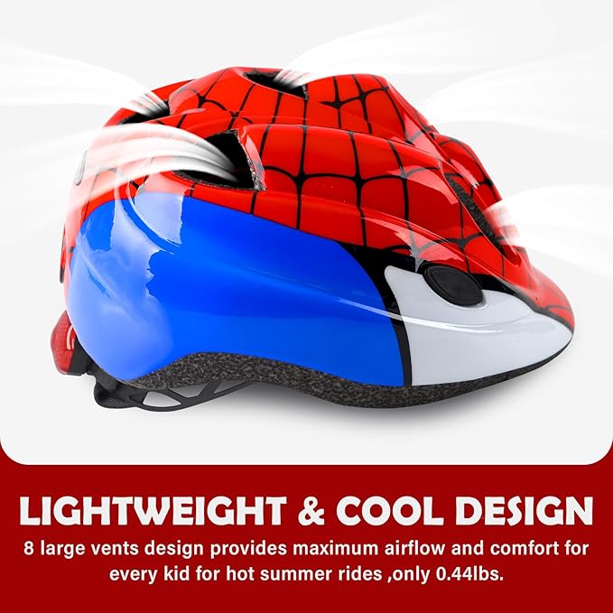 Kids Toddler Bike Helmet, Adjustable Boys Girl Helmets from Baby to Children(Age 1-8), Multi Sports for Bicycle Skate Scooter with LED Light