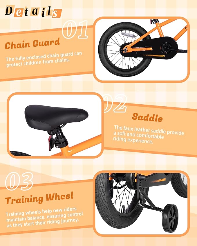 12 14 16 20 Inch Kids Bike BMX Style Bicycle with Training Wheels for 2-14 Years Old Toddlers Boys Girls Coaster Brake Multiple Colors