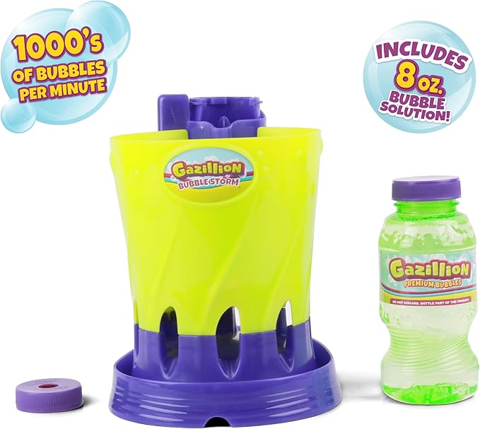 Gazillion Bubble Storm Bubble Making Machine - Portable Bubble Maker - Instant Bubble Creation - Outdoor Toy for Kids - 8 oz. Bubble Solution Included - Ages 3+