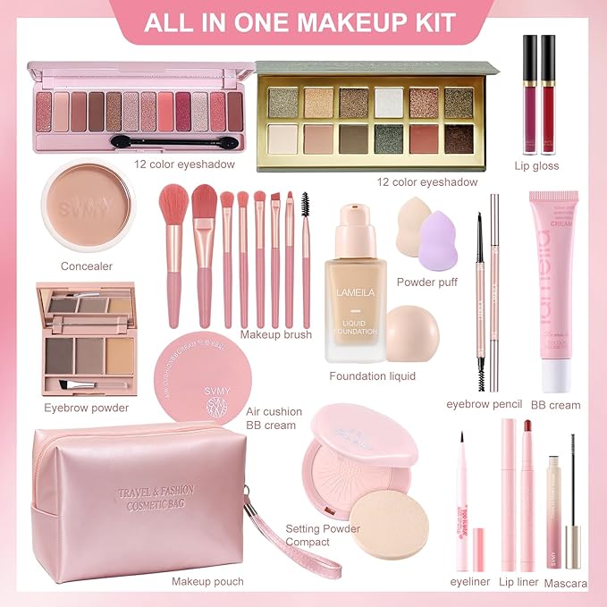 Makeup Kit,Makeup Set,25Pieces All in One Makeup Kit for Women and Teens,Hypoallergenic Makeup sets for Women Full Kit,make up kits for teens,Christmas makeup gift set for beginners